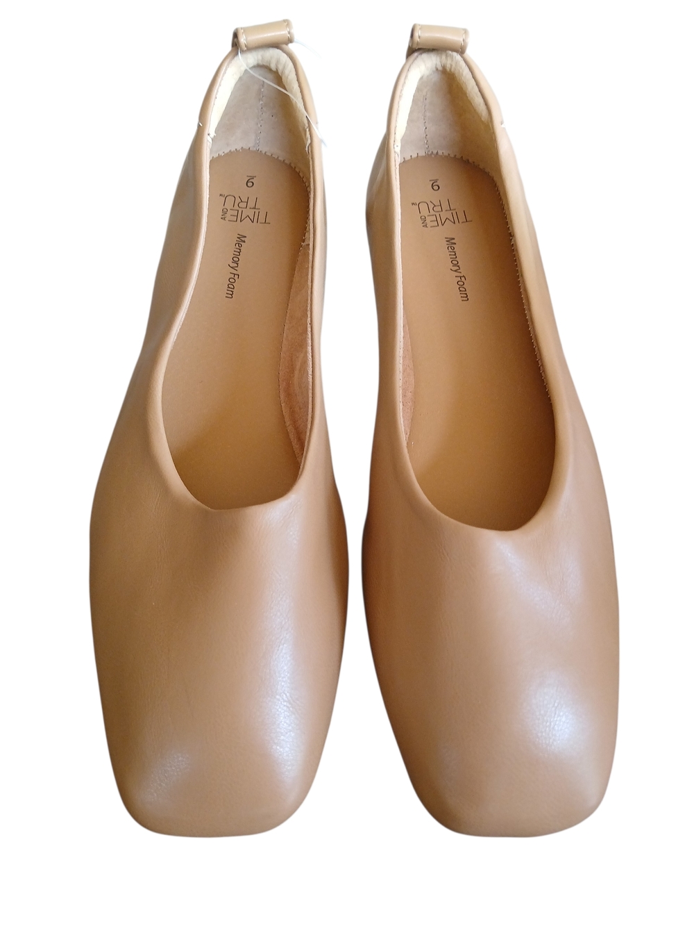 NWOT! Time and Tru Women's Camel Tan Slip-On Square-Toe Ballet Flats